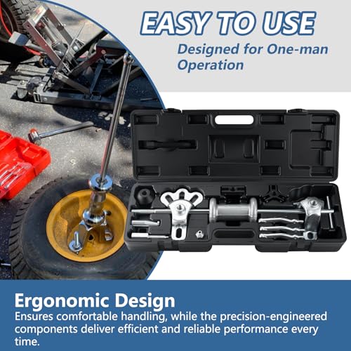 9-Way Slide Hammer Puller Set, Front Wheel Hub Bearing Remover & Rear Wheel Axle Hub Dent Shaft Puller Tool Kit Wheel Bearing Removal Tool(Black) - color: Black