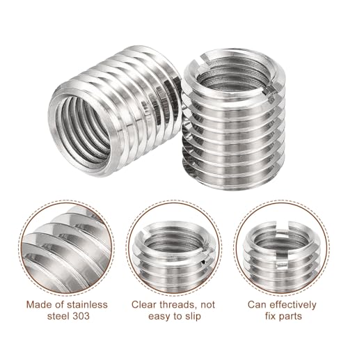 uxcell 10Pcs Threaded Inserts, M16-2x22 & M20-2.5x22 Stainless Steel 303 Screw Thread Sleeves Thread Repair Insert for Mechanical Equipment - size: M16-2x22 & M20-2.5x22mm