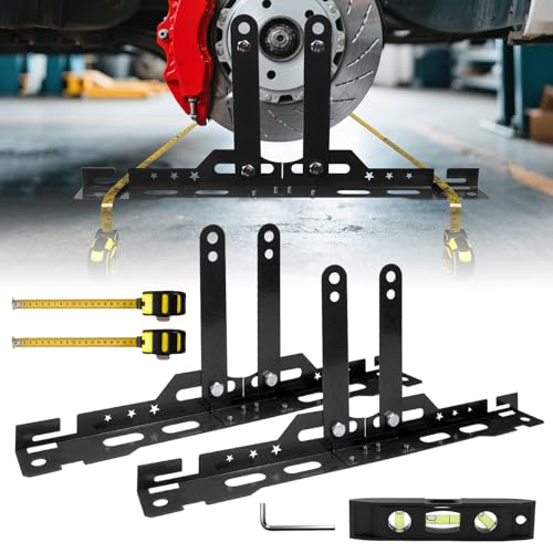 Wheel Alignment Tool Kit with 2 Measuring Tapes & Bubble Level Gauge, Heavy-Duty Toe Plates for Car SUV Truck, DIY Camber Toe Alignment Tool Automotive for Tire Maintenance(Black) - color: Blcak