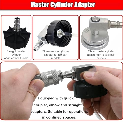 altivox 3L Manual Brake Bleeder Kit with Vacuum Pump – Compatible with Toyota & European Cars (Includes 1 Aluminum Adapter for Toyota + 2 Universal 45mm Caps + 150cm Hose + 1L Oil Bottle) - color: for Toyota & EU Model