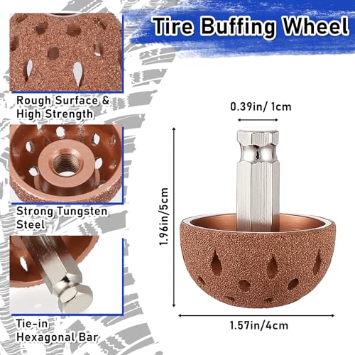 26Pcs Tire Repair Patch Tool Kit,Including 24pcs Tire Patch Plugs(35/40/50 mm), Tungsten Buffing Wheel, Tire Patch Roller with 4mm Twist Drill Bits,Tire Patch Kit for Vehicles