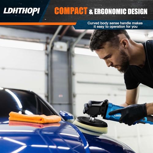 LDHTHOPI Buffer Polisher, 1800W 6 inch/7 inch Rotary Buffer Polisher Waxer, 2026 Upgraded 750-3100RPM Car Buffers and Polishers with 6 Variable Speeds, for Car, Boat, Furniture, Floor - size: 1800W Rotary Buffer Polisher