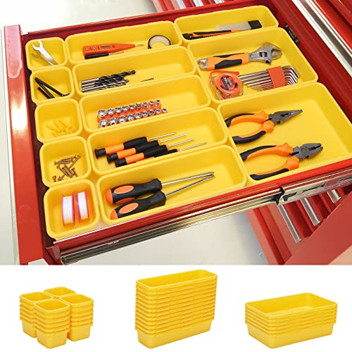 42 Pack Tool Box Organizer Tool Tray Dividers, Rolling Tool Chest Cart Cabinet Workbench Desk Drawer Organization and Storage for Hardware, Parts, Screws, Nuts, Small Tools Organization(Yellow) - color: Yellow