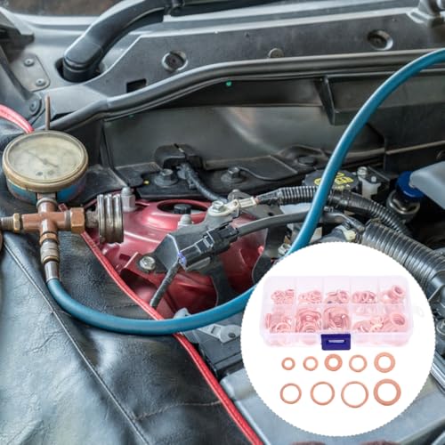 200 Pcs Oil Drain Plug Washer Assortment Copper Crush Washer Set Sealing Rings for Engine Oil Drain Plug Gaskets Replacement for Automotive and Machinery Use