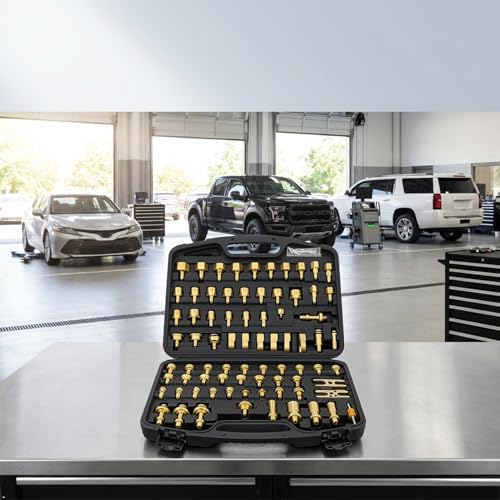 77PCS Automotive AC Leak Detection Kit, Brass Air Conditioning Leak Test Tool Set with Connectors, Portable A/C Leak Tester Repair Kit for Car, Truck and Vehicle AC Systems
