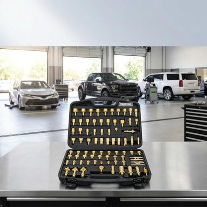 77PCS Automotive AC Leak Detection Kit, Brass Air Conditioning Leak Test Tool Set with Connectors, Portable A/C Leak Tester Repair Kit for Car, Truck and Vehicle AC Systems