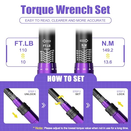 ANPUDS 4PCS Torque Wrench, 1/4 3/8 1/2 3/4-Inch Drive, ±3% Precision | 20-240in.lb,10-110 & 30-250 & 100-650 Ft.lb, Click Torque Wrench Set with Dual Range Scales for Bike, Motorcycle, Car, Truck - size: 20-240inlb+10-110Ft.lb+30-250Ft.lb+100-650Ft.lb