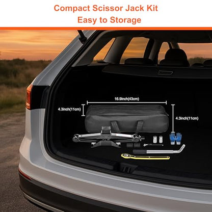 SPECILITE Scissor Jack, 2.5T(5512 Lbs), High-Strength Car Jack & Stand Kit with Rubber Pad, Tire Changing Kit with Ratchet Handle&Lug Wrench, Universal Vehicle Emergency Set for Various Models Black - color: Black