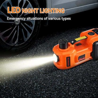 5-Ton Electric Hydraulic Car Jack with Built-in Air Pump and LED Light – 12V Portable Jack Lift for Sedans, SUVs, MPVs, and Trucks – Ideal for Tire Changes and Garage Repairs (with Electric Wrench)