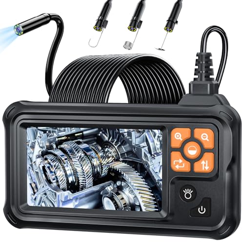 SKYBASIC Industrial Endoscope Borescope Camera with Light, 4.3'' HD Digital Handheld Waterproof Sewer Tools Snake Inspection Camera with 8 LED Lights 32.8FT Semi-Rigid Cable, Cool Gift Gadgets for Men - size: 32.8FT