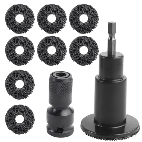 FLYPIG Wheel Hub Cleaning Tool, Wheel Stud Cleaner Resurfacing Tool Kit | Stud Removal Tool With 8 Pads, Quick Rust Removal On Lug Studs And Brake Rotors, For 1/2" Driven Wrenches Or Electric Drills