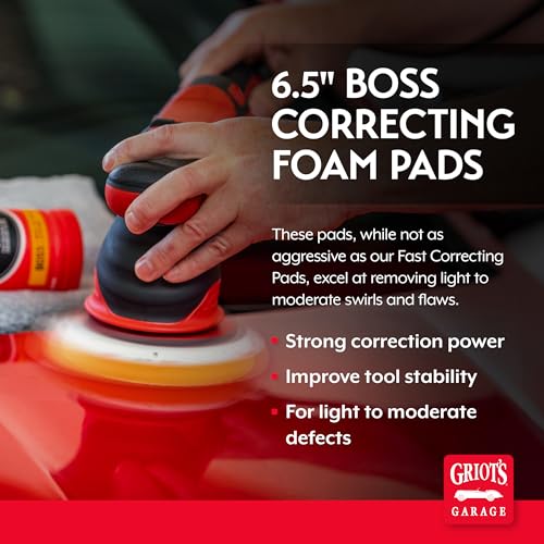 Griot's Garage 6.5" BOSS Correcting Foam Pads for Car Polishing, Buffing, Detailing and Light to Moderate Auto Paint Correction, Durable, Machine-Washable, Pack of 2 - size: 6.5" Pads (Set of 2)
