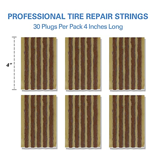 CKAuto 30pcs 4" Brown Tire Repair Strings, Automotive Tool Tire Repair Plugs for Tubeless Off-Road Tires Car, Bike, ATV, UTV, Wheelbarrow, Mower - color: Brown, size: 4" x φ0.236" 30pcs
