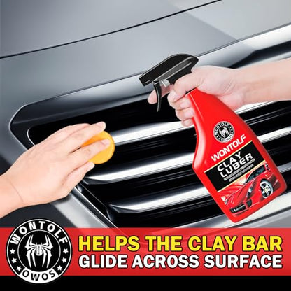 Heavy Duty Car Clay Bars Auto Detailing Clay Luber Synthetic Lubricant Kit, 4 Clay Bars, Clay Bar Lubricant Tablets 10 Pack, Spray Bottle and Microfiber Towel for Car Detailing Cleaning - color: Yellow