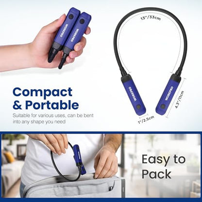 WORKPRO Rechargeable Neck Light for Hands-Free Lighting, 3 Brightness Levels 300 Lumens Neck Light, Bendable Silicone Arm, Great for Mechanics, Reading, Camping, DIY Projects, Crafting, Blue and Black - color: Blue