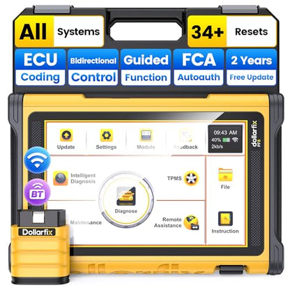 Dollarfix Bidirectional Scan Tool,PF8 OBD2 Scanner Diagnostic Tool, Full Systems Scan 34+ Reset Bluetooth&WiFi, ECU Online Coding, Active Test, AutoAuth FCA SGW&Automatic VIN&Free Lifetime Upgrade - size: 8 inches Tablet