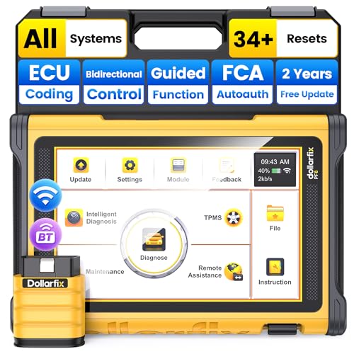 Dollarfix Bidirectional Scan Tool,PF8 OBD2 Scanner Diagnostic Tool, Full Systems Scan 34+ Reset Bluetooth&WiFi, ECU Online Coding, Active Test, AutoAuth FCA SGW&Automatic VIN&Free Lifetime Upgrade - size: 8 inches Tablet