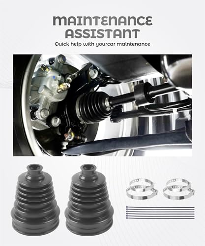 2PCS CV Axle Boot Repair Kit,Car Accessories Silicone CV Boot Repair Kit Includes 4 Stainless Steel Clamp and 6 Nylon Cable Ties,Universal Constant Velocity Boots Set,Suitable for Most Vehicle