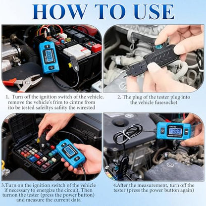Automotive Circuit Fault Probe Tester, 20A 48V High Precision Current Tester, 2 in 1 Wire Tracer Short Finder, Car Relay Tester with LED Display and Front Light
