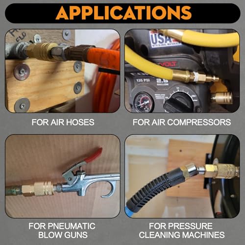 1/4" NPT Air Fittings Kit 22 Pcs — Male & Female Couplers and Plugs, 360° Swivel Coupling, Hex Extension Nipple, Tube Cutter| Air Compressor Accessories for Pneumatic Tools, Nail Gun, Spray Gun - size: 22 PCS