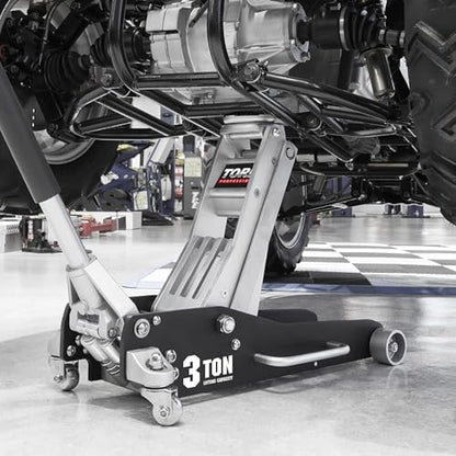3 Ton (6,600 lbs) Low Profile Aluminum Hydraulic Racing Floor Jack with Dual Piston Quick Lift Pump, Lifting Range 3.74" to 18.9", for Cars, Trucks and SUVs, Black - color: black