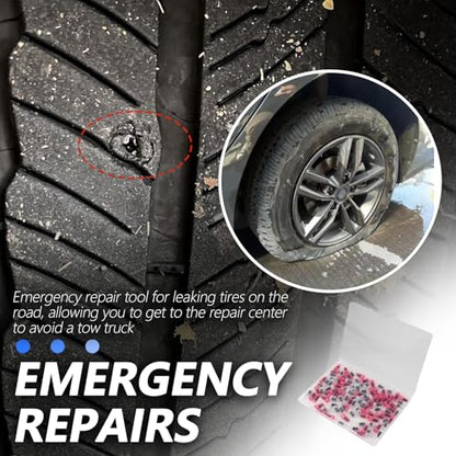 100PCS Tire Plug Kit,Self-Service Flat Tire Repair Kit Including Screwdriver,Upgraded Thickened Adhesive-Covered Tires Repair Screws for Sudden Flat Tyres Emergencies (100PCS) - color: 100PCS