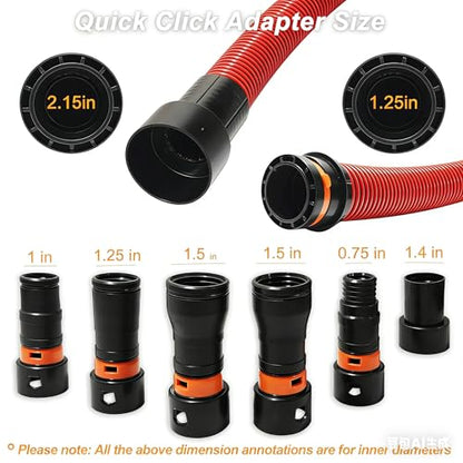 10 FT 1 1/4 Dust Collection Hose Kit Vacuum Hose Adapter Kit for Home and Shop Vacuums System,6 Adapters Fits with Multi-Brands,Quick Switchable Woodworking Power Tool and Sander vacuum hose - size: 10 Ft
