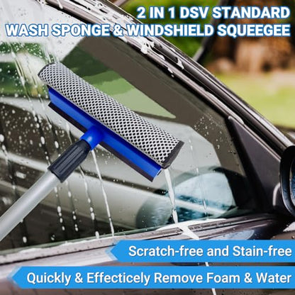 72" Car Wash Brush with Long Handle, On/Off Switch for Car RV Truck Boat Washing Brush, Complete Cleaning Kit with Car Wash Mop Windshield Squeegee Multifunctional Wash Brush - style: 72" Car Wash Brush Set