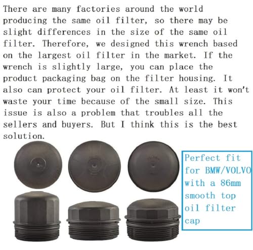 86mm with 16 Flutes Oil Filter Wrench Fit for Volvo XC90 XC70 S60 S40 C70 S80 V40 V70, for BMW X3 328i 535i 128i 135i 135is 228i 320i 325i 325xi 330i