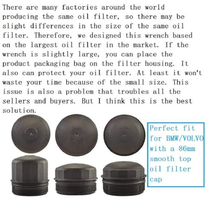 86mm with 16 Flutes Oil Filter Wrench Fit for Volvo XC90 XC70 S60 S40 C70 S80 V40 V70, for BMW X3 328i 535i 128i 135i 135is 228i 320i 325i 325xi 330i