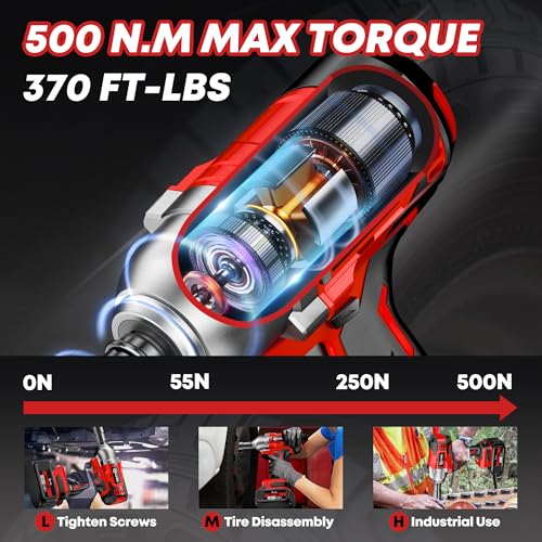 SILVEL Cordless Impact Wrench, MAX 650N.M Brushless Impact Gun 1/2 inch, 4.0Ah Battery, 6 Sockets, 3300RPM Impact Driver wih Fast Charger - size: 1 Battery