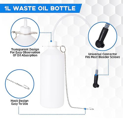 Reniteco 3L Brake Bleed Kit Manual Brake Bleed Fluid Pump One Person Brake Bleed Vacuum Pump Kit with 1L Brake Fluid Bleed Bottle and 4 Master Cylinder Adapters