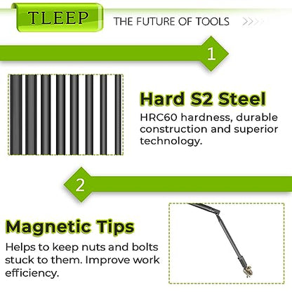 1/4 Inch 100mm Long Allen Wrench Drill Bits with 1/4" Quick Change Bit Driver, Sae Hex Screwdriver Set, Magnetic Allen Key Drill Bit Set 5/64"-5/16" S2 Steel Allen Socket Set for Ikea Furniture - color: Set 9: Sae and Quick Change Bit Driver