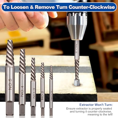 Toolwiz Easy Out Screw Extractor Set – 14PCS Broken Bolt Extractor Kit | with HSS Left Handed Drill Bits for Removing Stripped Screws, Broken Bolts, Damaged Nuts Easy Out Set with Canvas Bag