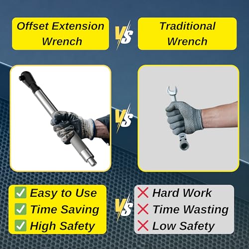 Offset Extension Wrench Impact, Right Angle Ratchet Extender for Tight Spaces, Socket Adapter Set, Compatible with Drill, Air Impact, Ratchet and Manual Wrench, Automotive Repair