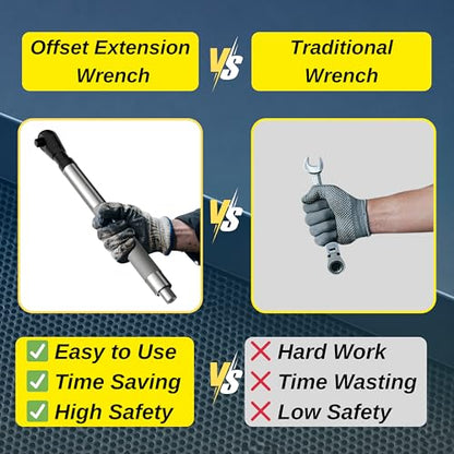 Offset Extension Wrench Impact, Right Angle Ratchet Extender for Tight Spaces, Socket Adapter Set, Compatible with Drill, Air Impact, Ratchet and Manual Wrench, Automotive Repair