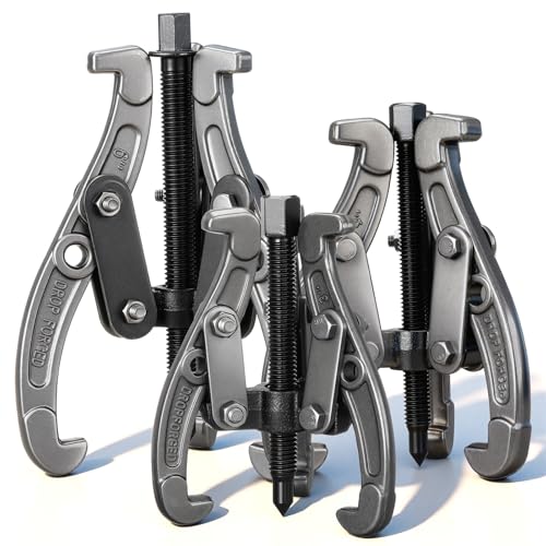 Gear Puller Set, 3" 4" 6" 3 Jaw Puller Kit Forged Pulley with Reversible Jaws Bearing Removal Tool Kit