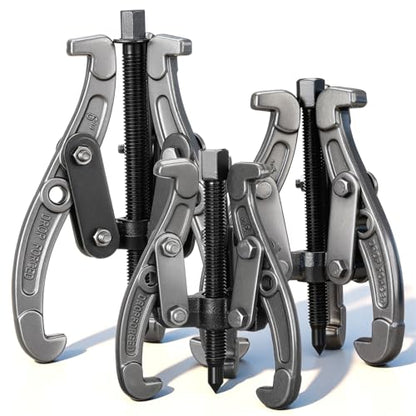 Gear Puller Set, 3" 4" 6" 3 Jaw Puller Kit Forged Pulley with Reversible Jaws Bearing Removal Tool Kit