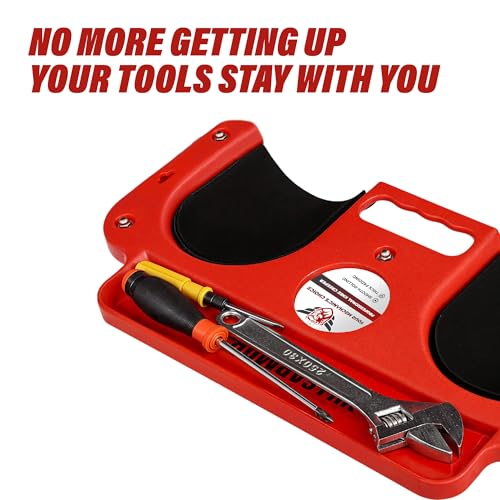 BullsArmor V2 UPGRADE Rolling Knee Creeper Pad with 5 Swivel Casters - Mechanic Kneeling Dolly Seat with Tool Tray, 200 LB Capacity, Garage Knee Board Stool for Auto, Construction, Flooring, Gardening