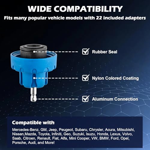 31PCS Coolant Pressure Tester Kit, Radiator Pressure Tester and Vacuum Refill Kit for Automotive Cooling System, Includes 23 Adapters