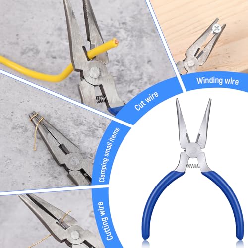 12 Pack Needle Nose Pliers, 5 Inch, Long Nose Pliers with Side Cutter, Spring Loaded for Cutting and Bending Wire