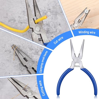 12 Pack Needle Nose Pliers, 5 Inch, Long Nose Pliers with Side Cutter, Spring Loaded for Cutting and Bending Wire
