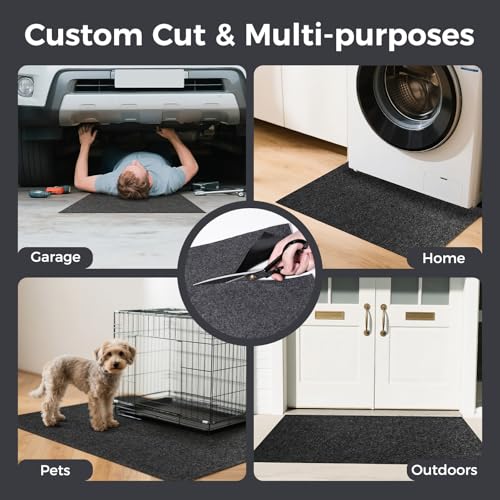 WELKIN Oil Spill Mat (60" x 36"), Absorbent Oil Pad Protects Floor, Garage Floor Mat for Under Car Driveway, Waterproof Backing, Durable & Cuttable - size: 5' x 3'
