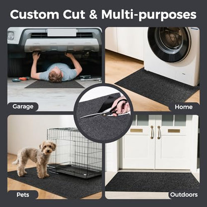 WELKIN Oil Spill Mat (60" x 36"), Absorbent Oil Pad Protects Floor, Garage Floor Mat for Under Car Driveway, Waterproof Backing, Durable & Cuttable - size: 5' x 3'