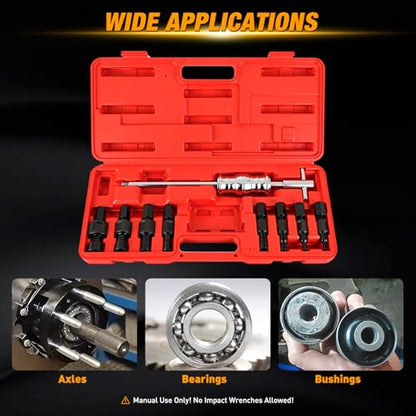 GOOACC 9PCS Blind Inner Bearing Puller Set, Slide Hammer with Expandable Collets 8-32MM Blind Hole Collet Bearing Slide Hammer Puller Set Internal Pilot Bearing Removal Tool for Axles Bearings, Red - color: 9pc Blind Inner Bearing Puller Red