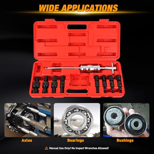 GOOACC 9PCS Blind Inner Bearing Puller Set, Slide Hammer with Expandable Collets 8-32MM Blind Hole Collet Bearing Slide Hammer Puller Set Internal Pilot Bearing Removal Tool for Axles Bearings, Red - color: 9pc Blind Inner Bearing Puller Red