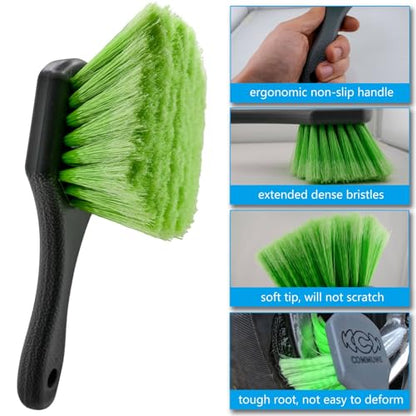 Wheel and Tire Brush Kit for Car Cleaning, Upgraded Bristles, Efficient | scratch-free | soft, dense wheel bristles and stiff efficient tire bristles | won't bend, splay, or lose shape