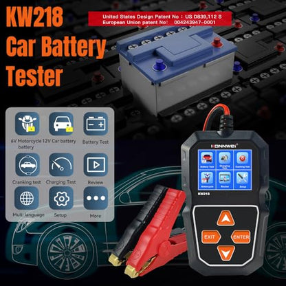 Car Battery Tester, Battery Load Tester Automotive 12V Alternator Starter Tester Digital Auto Battery Analyzer Charging Cranking System Tester for Car Truck Marine Motorcycle Boat