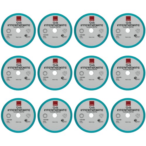 RUPES 9.DA150B Pack of 12 Light Blue D-A Intermediate Foam Polishing Pads 150mm | Ideal for Paint Correction & Gloss Enhancement | Compatible with 5" Backing Plate | Improves Cutting Performance - size: Intermediate 150mm, style: Pack of 12
