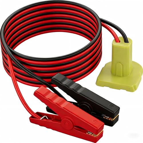 Jumper Cables Compatible with Ryobi 18V Battery Jumper Starter, 8AWG 2FT Booster Cable with Adapter Alligator Clip, 392°F/200℃ Heat Resistant Silicone Wire for Jump Starting Cars and RVs - color: Green